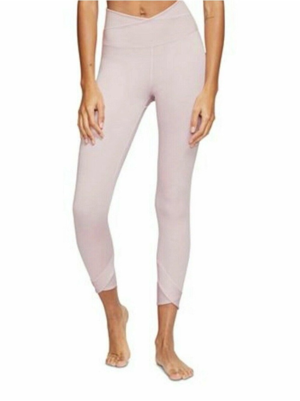 Nike Yoga Wrap High-Waist Light Pink Active Leggings with V-Cut Hem 7/8 length M